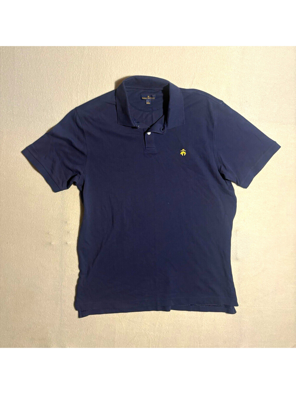 Brooks Brothers Men’s Blue Solid Polo Shirt Short Sleeve Collared Logo Button L